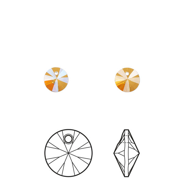 Drop 1pkg720 dark orange TCF&trade;, Swarovski&reg;, 6mm pendant mini round disc 6428 image number 0