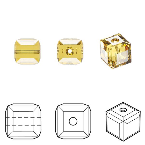 Bead 96pk light topaz, Swarovski&reg; 8mm cube 5601 image number 0