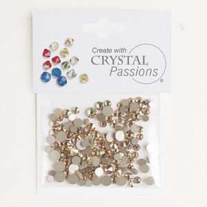 Flat back mix 1pkg144 light Colorado topaz foil back, Crystal Passions&reg; rhinestone 3.00-4.80mm round SS12 / SS16 / SS20