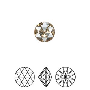 Round stone 2pk crystal golden shadow foil back, Crystal Passions&reg; 10mm rose cut round 1401