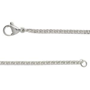 Chain 1pkg1 curb, 2mm double / lobster claw clasp, stainless steel 16 inch