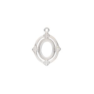 Drop, sterling silver, 16x13mm oval with 8x6mm oval setting and open back. Sold individually.