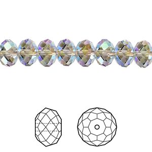 Bead 288pk black diamond shimmer 2X, Swarovski&reg; 8x6mm rondelle 5040
