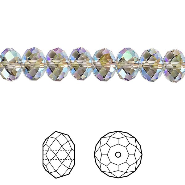 Bead 288pk black diamond shimmer 2X, Swarovski&reg; 8x6mm rondelle 5040 image number 0