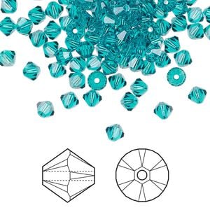 Bead 144pk blue zircon, Crystal Passions&reg; 4mm bicone 5328