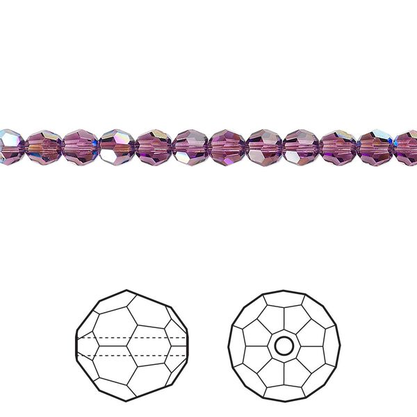 Bead 144pk amethyst shimmer, Crystal Passions&reg; 4mm round 5000 image number 0