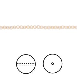 Pearl 100pk peach, Crystal Passions&reg; 2mm round 5810