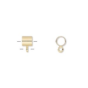 Bead 1pkg10 gold-plated, 5mm tube / open loop, brass