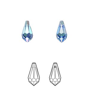 Drop 24pk sapphire shimmer, Crystal Passions&reg; 11x5.5mm pendant teardrop 6000