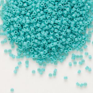 Seed bead, Delica&reg;, glass, pkg/250g, #11 round, opaque turquoise green (DB-0729).