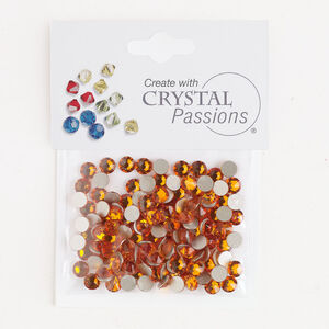 Flat back 1pkg144 tangerine, Crystal Passions&reg; rhinestone 4.60-4.80mm round SS20