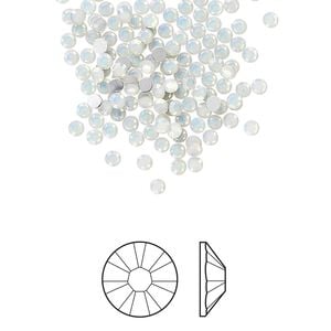 Flat back 144pk white opal foil back, Crystal Passions&reg; 2.1-2.3mm rose round SS7 2058