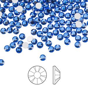 Flat back 144pk sapphire foil back, Preciosa MAXIMA Czech crystal rhinestone 3-3.2mm chaton rose round SS12