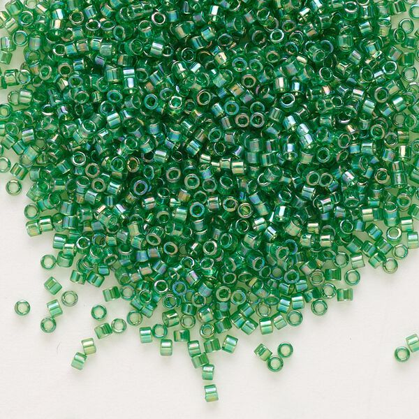 Seed bead, Delica&reg;, glass, pkg/7.5g, #11 round, translucent rainbow green (DB-0152). image number 0