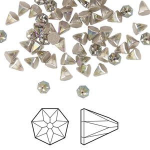 Flat back 144pk black diamond shimmer foil back, Swarovski&reg; 4mm round spike 2019