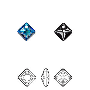 Drop 4pk crystal Bermuda blue P, Crystal Passions&reg; 9mm pendant princess cut 6431