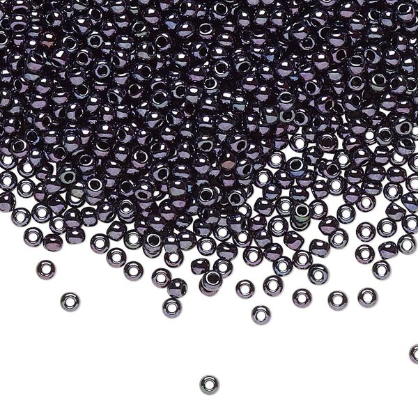 Seed bead, TOHO BEADS&reg;, glass, pkg/250g, #11 round, opaque metallic amethyst gunmetal (TR-11-90). image number 0