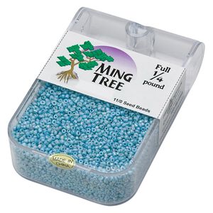 Seed bead, Ming Tree&trade;, glass, pkg/1/4 pound, #11 round, opaque rainbow turquoise blue.