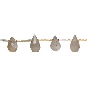 Grey moonstone 1pkg20, hand-cut top-drilled faceted briolette bead natural 6x3mm-9x5mm