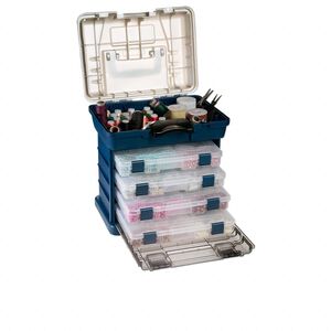 Tote, Plano&reg; Storage Systems, blue and silver, 14 x 13-1/4 x 10 inches, 5-15 compartments. Sold individually.