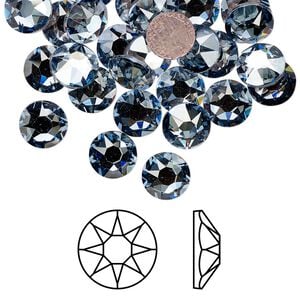 Flat back 144pk crystal blue shade foil back, Swarovski&reg; hotfix 7.07-7.27mm rose round SS34 2078HF