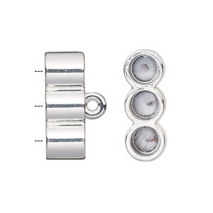Cord end glue-in 1pkg2 "pewter", 22x8mm barrel / 5.5mm inside diameter, 3-strand / silver-finished