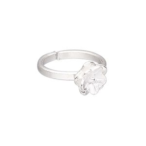 Ring, Hill Tribes, silver-plated copper, 10.5mm wide with 11x10.5mm flower, adjustable from size 7 to 9. Sold individually.