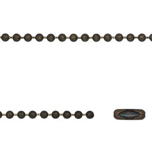 Chain 1pkg1 ball, 2.4mm, antique brass-finished steel 27 inch unfinished