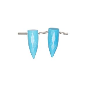 Magnesite 1pkg2, hand-cut top-drilled faceted spike bead 16x6mm