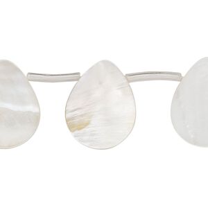 Mother-of-pearl shell 1pkg1, top-drilled flat teardrop bead 15 inch white 19x6mm-20x12mm