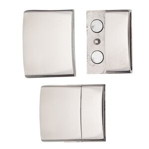 Clasp magnetic 1pkg1, 23x20mm rectangle / fits 18x4mm cord, stainless steel 1-strand