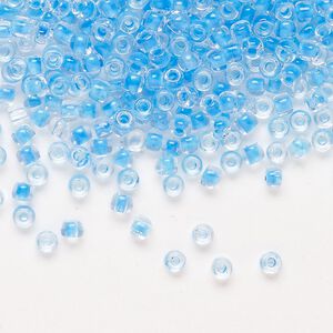 Seed bead, Dyna-Mites&trade;, glass 1pkg0.5kg, #8 round, transparent inside dyed color sky blue (244 8/0 RR)