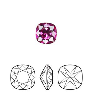 Fancy stone 2pk fuchsia foil back, Preciosa MAXIMA Czech crystal rhinestone 10mm cushion square