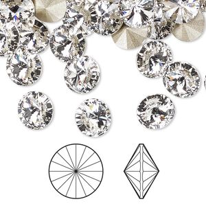 Chaton 144pk crystal clear foil back, Swarovski&reg; 8.16-8.41mm rivoli SS39 1122