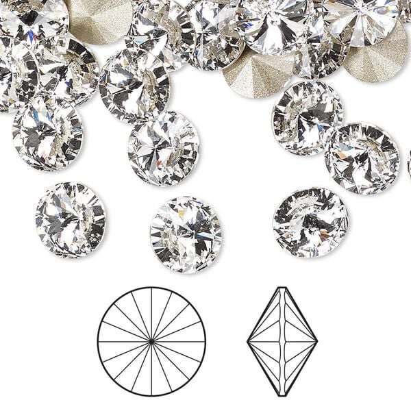 Chaton 144pk crystal clear foil back, Swarovski&reg; 8.16-8.41mm rivoli SS39 1122 image number 0