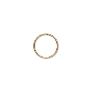 Jump ring 1pkg100 gold-plated, 12mm round, 20 gauge / 10.4mm inside diameter / brass / antique