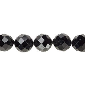 Black tourmaline 1pkg1, faceted round bead natural B+ grade, 15.5-16 inch 10mm