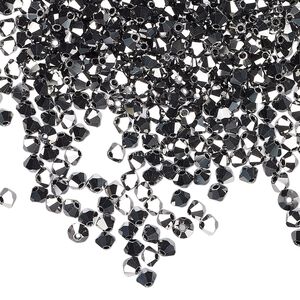 Bead 1440pk jet light hematite 2X, Preciosa Czech crystal 3mm bicone