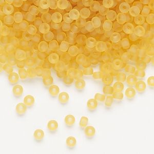 Seed bead, Miyuki, glass, pkg/50g, #8 rocaille, translucent matte light topaz (RR-132F).