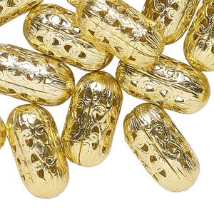 Bead 1pkg24 gold-finished, 20x10mm capsule / cutout, aluminum