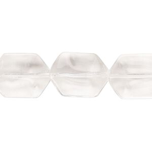 Bead, glass, clear, 17x13mm beveled hexagon. Sold per 13-inch strand.