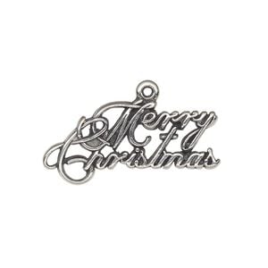 Charm, antiqued sterling silver 1pkg1, 29.5x14.5mm single-sided "Merry Christmas."