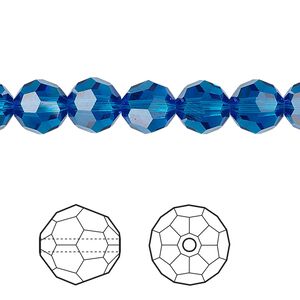 Bead 12pk Capri blue, Crystal Passions&reg; 8mm round 5000