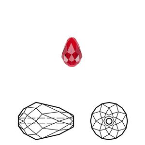 Bead 24pk light Siam, Crystal Passions&reg; 9x6mm teardrop 5500