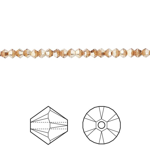 Bead 1440pk crystal metallic sunshine, Swarovski&reg; 3mm XILION bicone 5328 image number 0