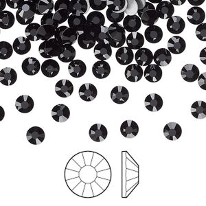 Flat back 1440pk jet foil back, Preciosa Viva 12&reg; Czech crystal rhinestone 3.8-4mm chaton rose round SS16