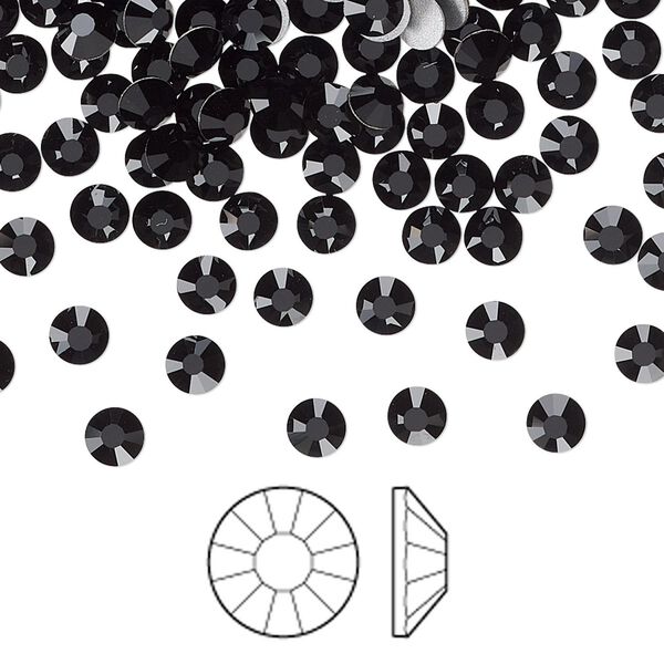 Flat back 1440pk jet foil back, Preciosa Viva 12&reg; Czech crystal rhinestone 3.8-4mm chaton rose round SS16 image number 0