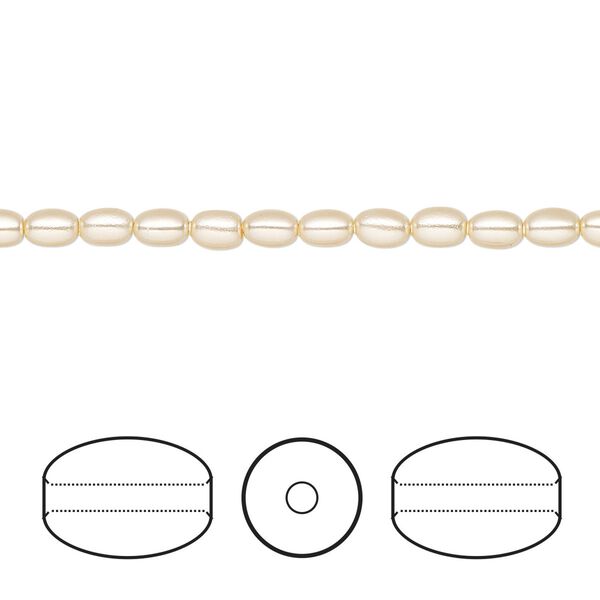Pearl 100pk light gold, Crystal Passions&reg; 4x3mm rice 5824 image number 0