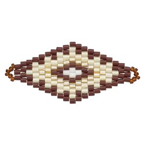 Focal, Creative Touch, glass, topaz brown / black / cream, 38x20mm double-sided diamond. Sold individually.
