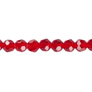 Bead 1pk 32 facets transparent red, Celestial Crystal&reg; 6mm round 15.5-16 inch